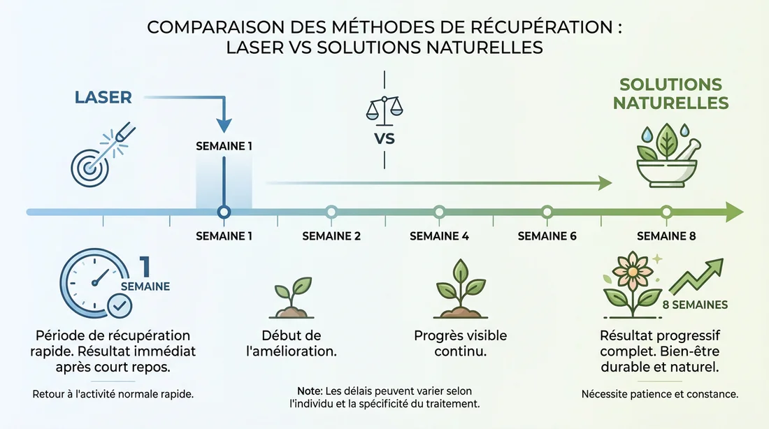 Tableau comparatif des délais entre laser et solutions naturelles