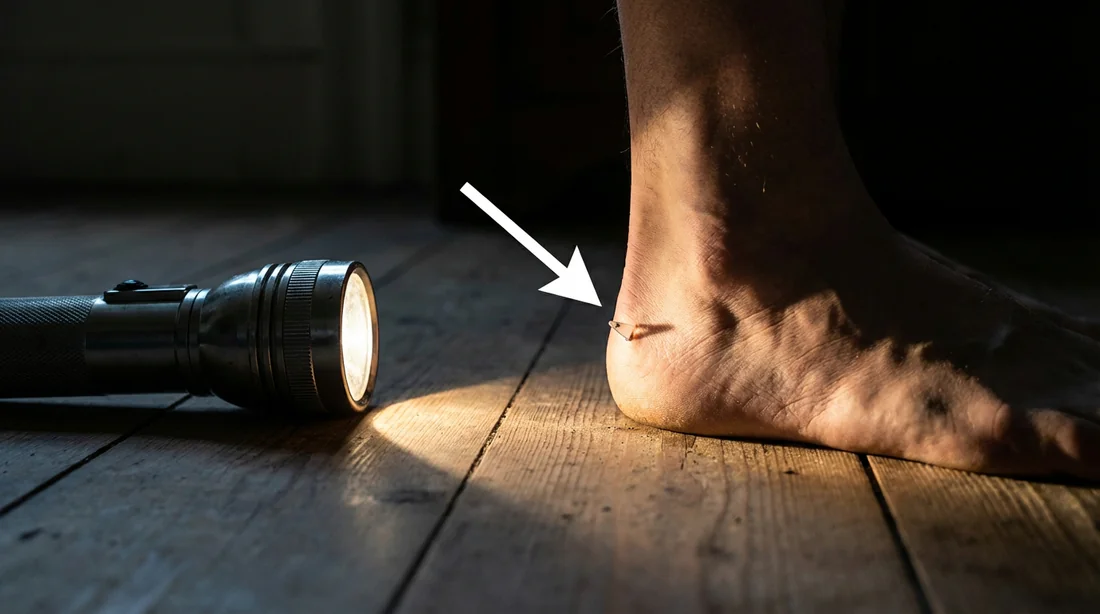 Technique de la lumière rasante pour repérer un éclat de verre invisible à l'œil nu