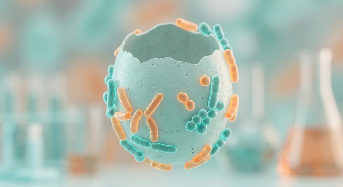 Représentation visuelle des risques bactériens sur une coquille d'œuf.