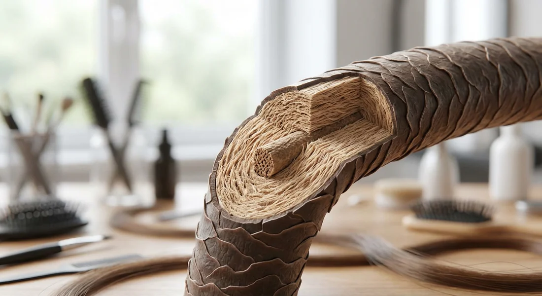 Détail de la texture et de la densité d'une chevelure épaisse