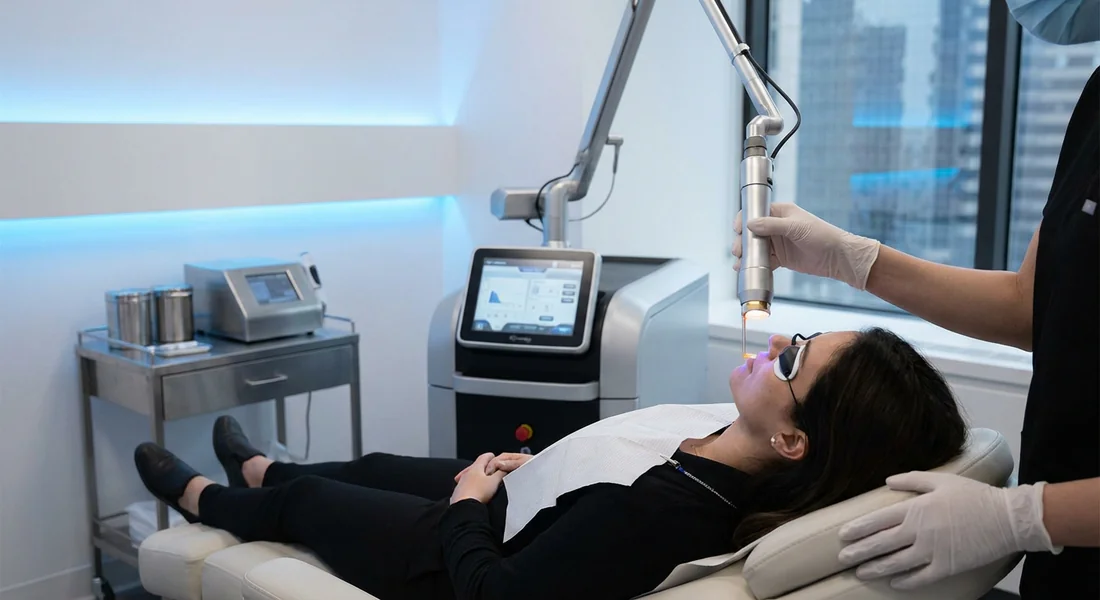 Traitement laser dermatologique pour dépigmenter les lèvres