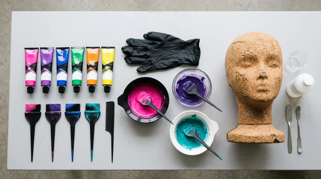 Schéma étape par étape de la méthode aquarelle pour colorer une perruque