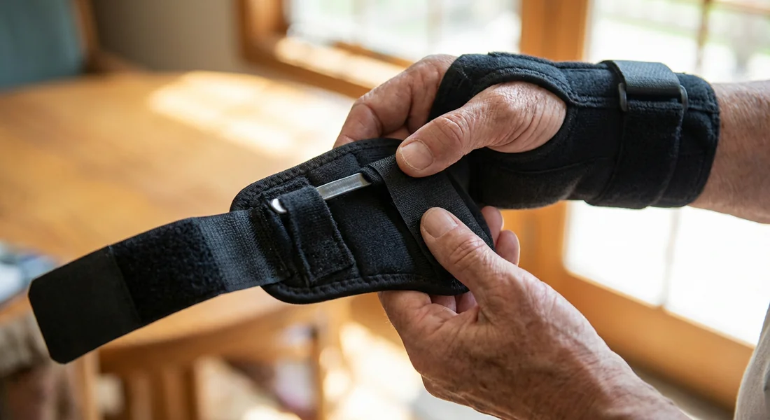 Retrait des tiges métalliques amovibles d'une attelle avant le lavage.