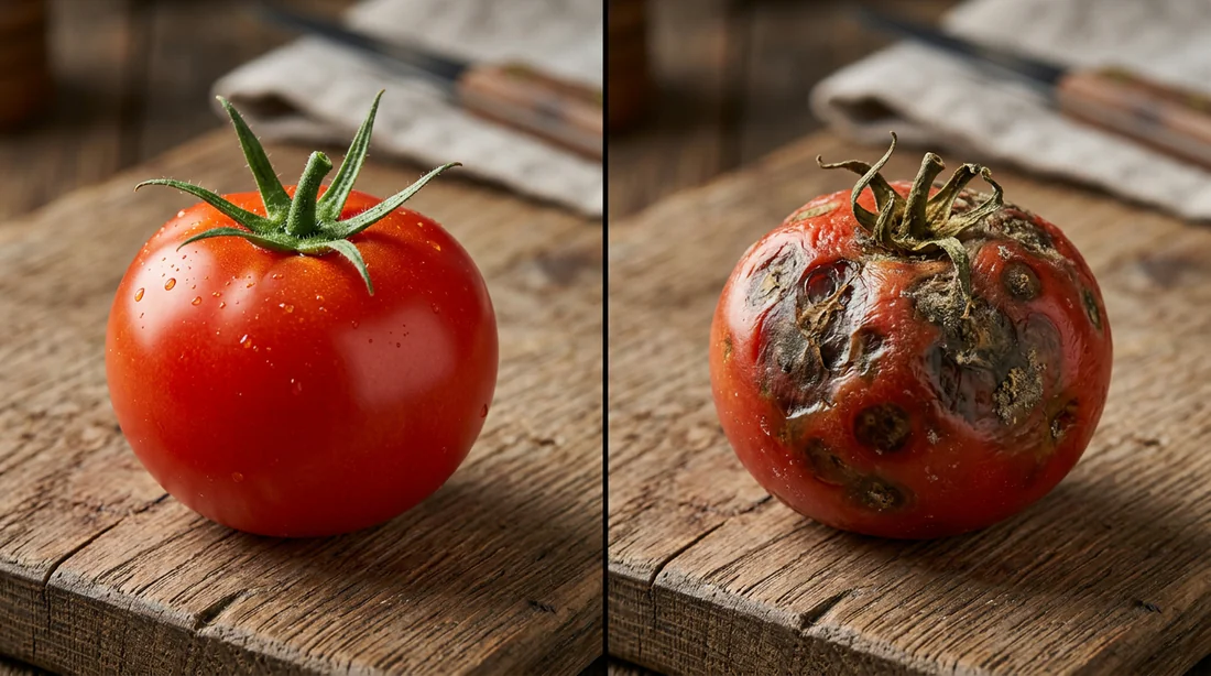 Découpe minutieuse des parties saines d'une tomate touchée par le mildiou