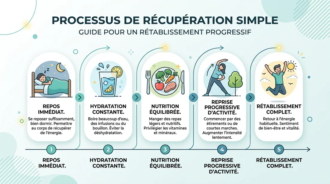Infographie des étapes clés de la convalescence à domicile