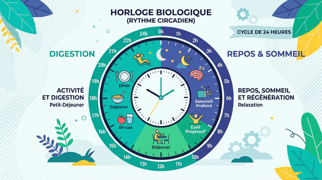 Schéma de l'horloge biologique et des cycles alimentaires