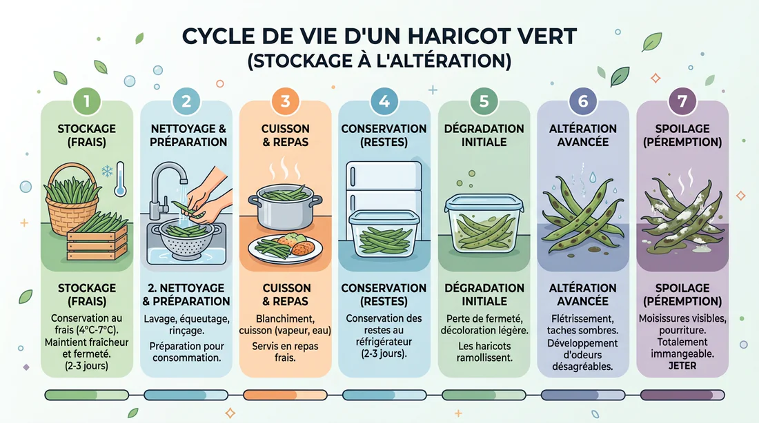 Infographie du cycle de conservation des haricots verts