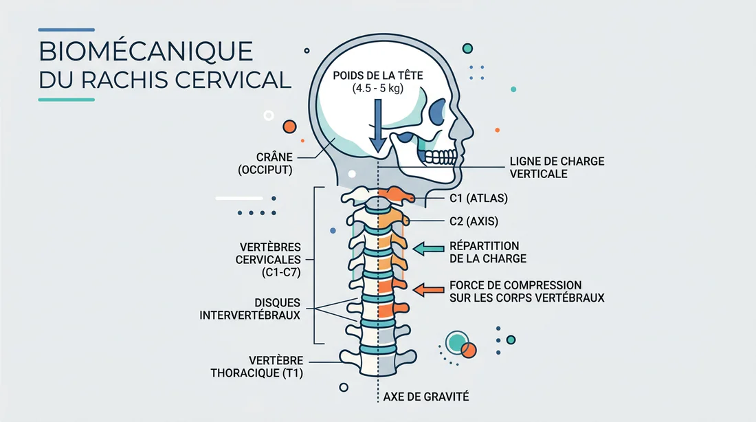 Schéma explicatif de la biomécanique des vertèbres cervicales